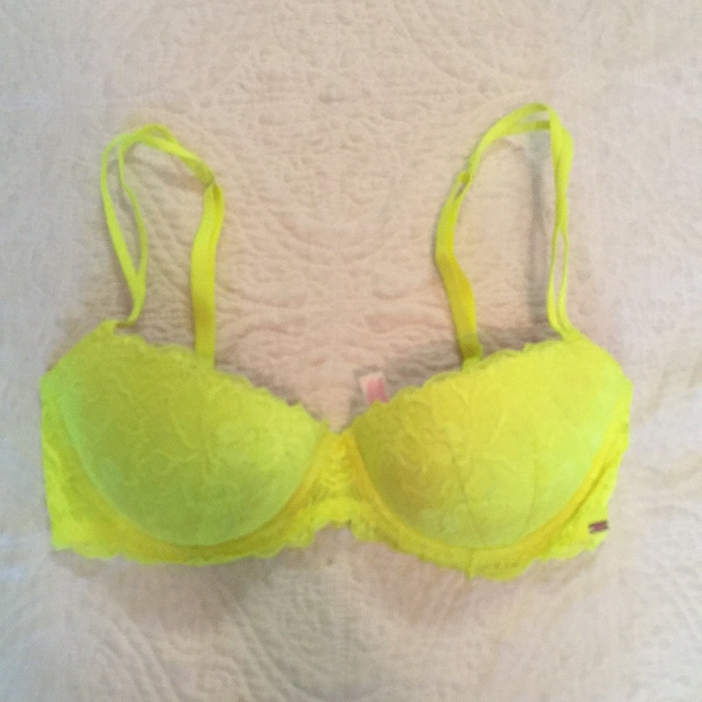 34D Neon Yellow Victoria’s Secret PINK padded bra
